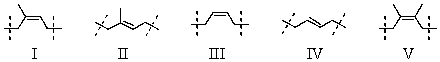 Which is the repeating unit of natural rubber?   A) I B) II C) III D) IV E) V