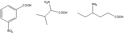 What is the pK<sub>a</sub> of the carboxylic acids present in the following compounds in the given order:   A) 10.1; 2.32; 4.45 B) 2.32; 2.32; 5.00 C) 4.45; 3.22; 4.75 D) 2.32; 4.50; 4.75 E) 3.47; 2.32; 4.45