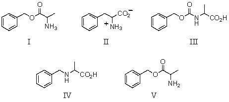 What product would be obtained upon treating alanine with the following reagent?     A) I B) II C) III D) IV E) V