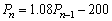A fish farmer has 5000 catfish in his pond. The number of catfish increases by 8% per month, and the farmer harvests 200 catfish per month. The catfish population   after n months is given recursively by   and   . How many fish are in the pond after 6 months?<div style=padding-top: 35px> 