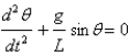 The figure shows a pendulum with length L and the angle   from the vertical to the pendulum. It can be shown that   , as a function of time, satisfies the nonlinear differential equation   where       we can use the linear approximation             A)    B)    C)    D)    E)   