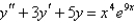 Find a trial solution for the method of undetermined coefficients. Do not determine the coefficients.   A)    B)    C)    D)    E)   