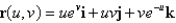 Find an equation of the tangent plane to the parametric surface represented by r at the specified point.   ; u = ln 9, v = 0