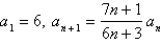 The terms of a series are defined recursively by the equations   . Determine whether   converges or diverges.
