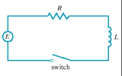 In the circuit shown in Figure, a generator supplies a voltage of   volts, the inductance is 2 H, the resistance is 40   , and   . Find the current 0.2 s after the switch is closed. Round your answer to two decimal places.   A)  0.75 A B)    C)    D)    E)    