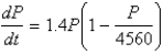 A population is modeled by the differential equation.   For what values of P is the population increasing? A)    B)    C)    D)    E)   