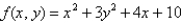 Find the absolute extrema of the function on the region bounded by the disk defined by .