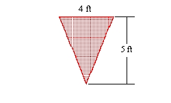 You are given the shape of the vertical ends of a trough that is completely filled with water. Find the force exerted by the water on one end of the trough. (The weight density of water is 62.4 lb/ft<sup>3</sup>.)    A)  104 lb B)  1040 lb C)  208 lb D)  520 lb