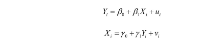 Your textbook gives the following example of simultaneous causality bias of a two equation system: