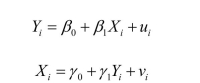 To analyze the situation of simultaneous causality bias, consider the following system of equations:
