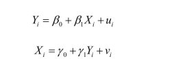 Your textbook uses the following example of simultaneous causality bias of a two equation system: