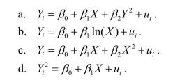 An example of a quadratic regression model is