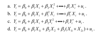 A polynomial regression model is specified as: