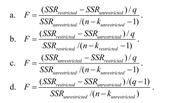 The homoskedasticity-only F-statistic is given by the following formula