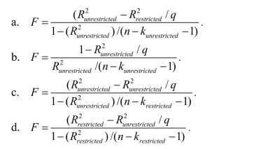 The homoskedasticity-only F-statistic is given by the following formula