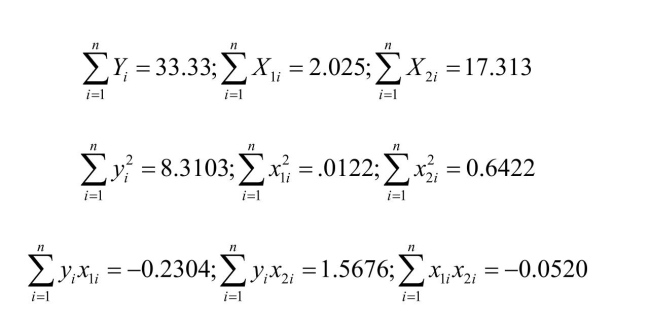 In the multiple regression model with two explanatory variables the U.S.)in 1990.The various sums needed to calculate the OLS estimates are given below: The heteroskedasticity-robust standard errors of the two slope coefficients are 1.99 (for population growth)and 0.23 (for the saving rate).Calculate the 95% confidence interval for both coefficients.How many standard deviations are the coefficients away from zero?