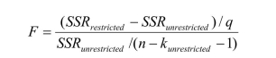 The homoskedasticity only F-statistic is given by the formula