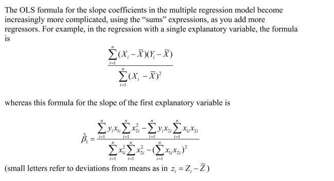 in the case of two explanatory variables.Give an intuitive explanations as to why this is the case.