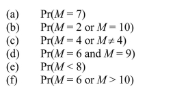What is the probability of the following outcomes?