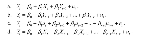 The distributed lag model is given by