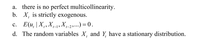 The distributed lag model assumptions include all of the following with the exception of