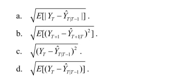 The root mean squared forecast error (RMSFE)is defined as