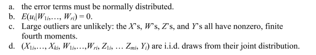 The IV regression assumptions include all of the following with the exception of