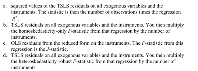 To calculate the J-statistic you regress the
