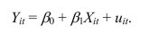 Consider the following panel data regression with a single explanatory variable In each of the examples below, you will be adding entity and time fixed effects.Indicate the total number of coefficients that need to be estimated. (a)The effect of beer taxes on the fatality rate, annual data, 1982-1988, nine U.S.regions (New England, Pacific, Mid-Atlantic, East North Central, etc.).
