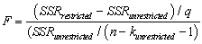 <strong>The homoskedasticity-only F-statistic is given by the following formula</strong> A) B) F = \frac { \left( S S R _ { \text {restricted } } - S S R _ { \text {unrestricted } } \right) / q } { S S R _ { \text {restricted } } / \left( n - k _ { \text {unrestricted } } - 1 \right) } C) F = \frac { \left( S S R _ { \text {restricted } } - S S R _ { \text {unrestricted} } \right) / q } { S S R _ { \text {unrestricted } } / \left( n - k _ { \text {unrestricted } } - 1 \right) } D)