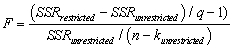 <strong>The homoskedasticity-only F-statistic is given by the following formula</strong> A) B) F = \frac { \left( S S R _ { \text {restricted } } - S S R _ { \text {unrestricted } } \right) / q } { S S R _ { \text {restricted } } / \left( n - k _ { \text {unrestricted } } - 1 \right) } C) F = \frac { \left( S S R _ { \text {restricted } } - S S R _ { \text {unrestricted} } \right) / q } { S S R _ { \text {unrestricted } } / \left( n - k _ { \text {unrestricted } } - 1 \right) } D)