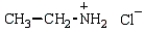 The amine salt produced from the reaction of ethyl amine with HCl would have the formula A)    B)    C)    D)   