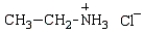 The amine salt produced from the reaction of ethyl amine with HCl would have the formula A)    B)    C)    D)   