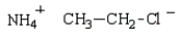 The amine salt produced from the reaction of ethyl amine with HCl would have the formula A)    B)    C)    D)   