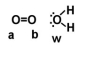 Given the following diagram, describe what happens electronically between these two molecules.   A)  Oxygen B becomes slightly positively charged due to the electrons on the water molecule. B)  Oxygen A becomes slightly positively charged due to the electrons on the water molecule. C)  Oxygen W becomes slightly negatively charged due to the oxygen molecule. D)  Oxygen W becomes slightly positively charged due to the oxygen molecule. E)  none of the above