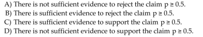 A candidate for state representative of a certain state claims to be favored by at least half of the voters. If ahypothesis test is performed, how should you interpret a decision that fails to reject the null hypothesis? 10.2 Hypothesis Tests for a Population Proportion1 Explain the logic of hypothesis testing.