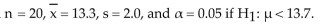 <strong>Find the standardized test statistic t for a sample with Round your answer to three decimal places.</strong> A) -0.894 B) -0.872 C) -1.265 D) -1.233