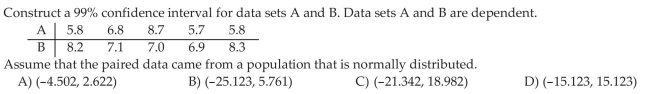 Construct and Interpret Confidence Intervals about the Population Mean Difference of Matched -Pairs Data