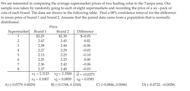 Construct and Interpret Confidence Intervals about the Population Mean Difference of Matched -Pairs Data