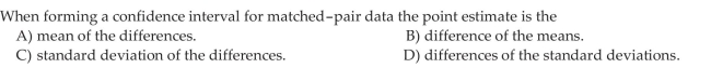 Construct and Interpret Confidence Intervals about the Population Mean Difference of Matched -Pairs Data