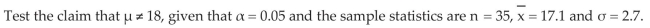 Test Hypotheses about a Population Mean with Known Using the Classical Approach
