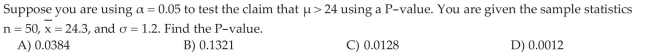 Test Hypotheses about a Population Mean with Known Using P-values