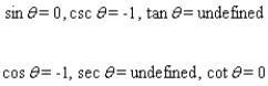 <strong>Find the exact values of the six trigonometric functions of the angle, whenever possible. </strong> A) B) C) D) E)