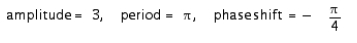 <strong>The graph of an equation of a sine wave is shown in the figure. Find the amplitude, period, and phase shift. </strong> A) , B) , C) , D) , E) ,