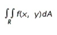 Evaluate the double integral   for the given function f(x, y) and the region R.   ; R is bounded by   and y = x.