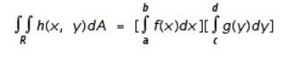 Determine whether the statement is true or false. If it is true, explain why it is true. If it is false, give an example to show why it is false. If h(x, y) = f(x)g(y), where f is continuous on [a, b] and g is continuous on [c, d], then   where  