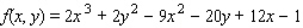 Find the critical point(s)  of the function. Then use the second derivative test to classify the nature of each point, if possible. Finally, determine the relative extrema of the function.   A)  (1, 5)  and (2, 5) ; saddle point: f(1, 5)  = - 46; relative minimum value: f(2, 5)  = - 47 B)  (2, 5) ; relative maximum value: f(2, 5)  = 47 C)  (1, 5) ; saddle point: f(1, 5)  = - 46 D)  (1, 5)  and (2, 5) ; relative maximum value: f(1, 5)  = - 47; relative minimum value: f(2, 5)  = 46 E)  there are no critical points