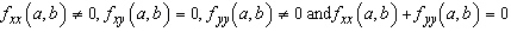 Determine the statement is true or false. If it is true explain why it is true. If it is false, give an example to show why it is true. If   satisfies   at a critical point   of   , then   cannot have a relative extremum at   . A)  Flase,   can have a relative extremum at   . B)  True,   can not have a relative extremum at   .