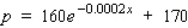 The monthly demand for a certain brand of perfume is given by the demand equation   where p denotes the retail unit price (in dollars)  and x denotes the quantity (in 1-oz bottles)  demanded. Find the rate of change of the price to the nearest hundredth of a cent per bottle when x = 1,000. A)  The rate of change of the price is - 3.62 cents per bottle. B)  The rate of change of the price is 5.24 cents per bottle. C)  The rate of change of the price is - 2.62 cents per bottle. D)  The rate of change of the price is - 2.22 cents per bottle.
