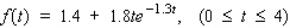 A study on worldwide oil use was prepared for a major oil company. The study predicted that the amount of oil used to fuel productivity in a certain country is given by   where f (t)  denotes the number of barrels per $1,000 of economic output and t is measured in decades (   corresponds to 1965) . Compute   and   . Round the answer to the nearest hundredth. A)      B)      C)      D)      E)     